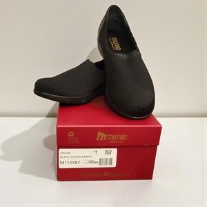 Munro Black Woven Slip-On Shoes